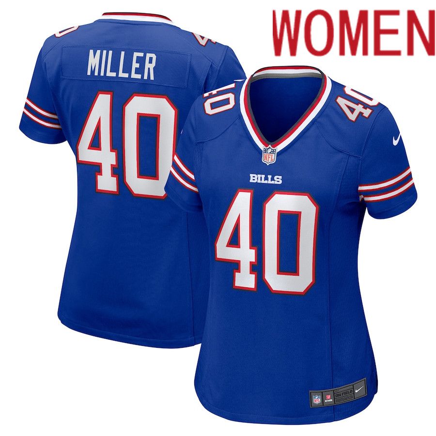 Women Buffalo Bills #40 Von Miller Nike Royal Game NFL Jersey->women nfl jersey->Women Jersey